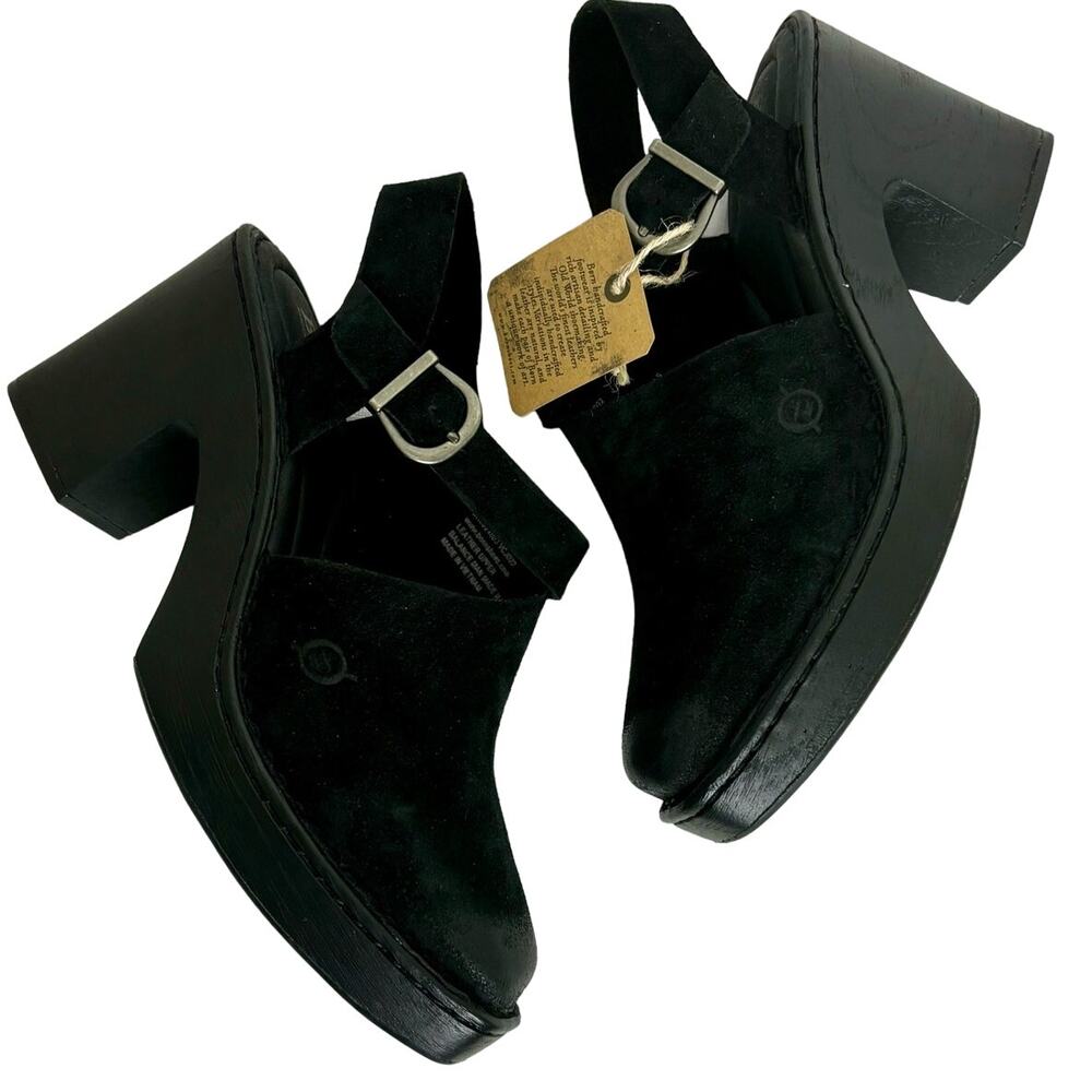 Born Women's Devlyn Black Distressed Suede Platform Boho Chic Clogs Size 9M - Picture 7 of 11